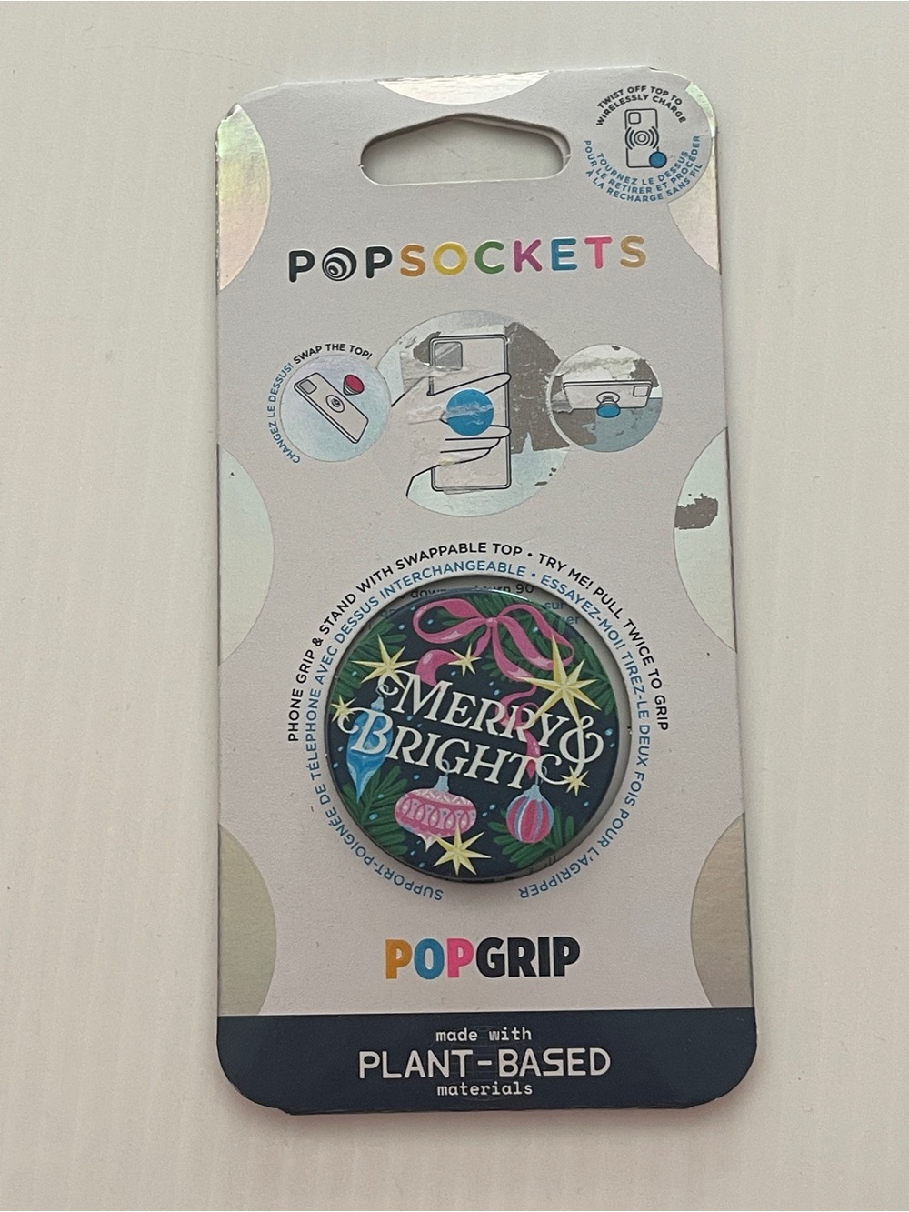 PopSocket PopGrip Merry & Bright Phone Grip – Green, Pink, Blue, Black